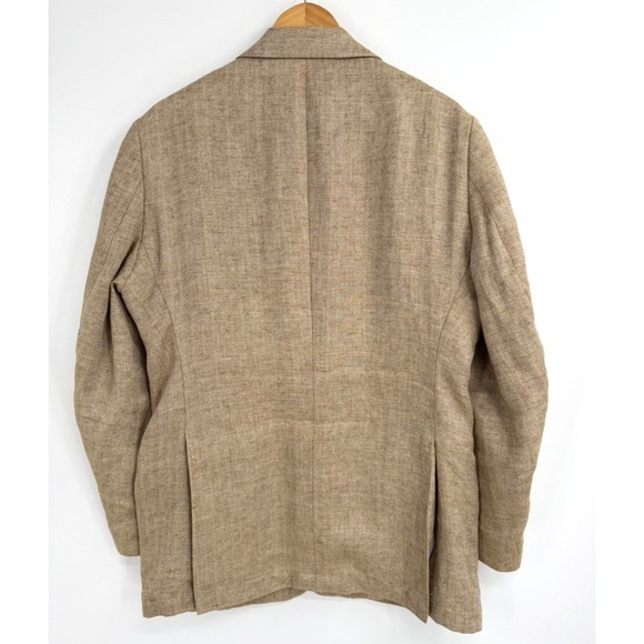 Patrick James West Coast Classic Linen Blazer Jacket 42L Tan Herringbone - Picture 3 of 15